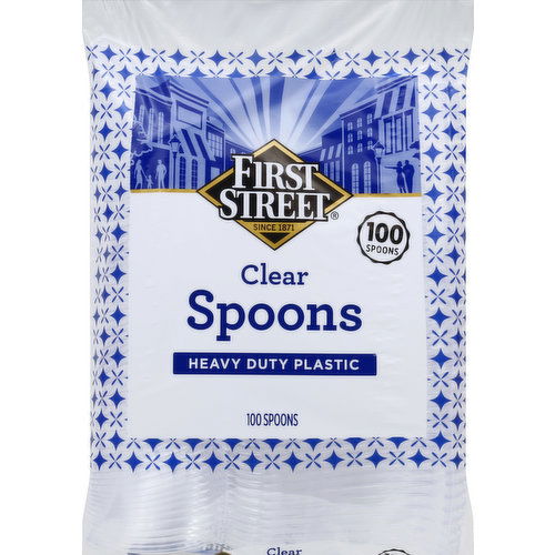 First Street Spoons, Clear, Heavy Duty Plastic