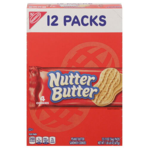 Nutter Butter Sandwich Cookie, Peanut Butter, 12 Pack