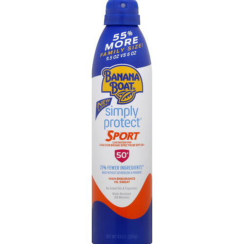 Banana Boat Sunscreen Spray, Clear, Sports, Broad Spectrum SPF 50+