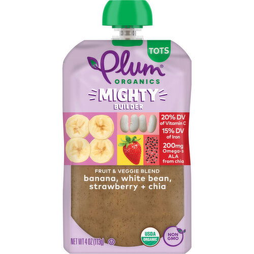 Plum Organics Fruit & Veggie Blend Banana, White Bean, Strawberry + Chia