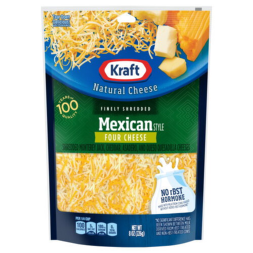 Kraft Mexican Style Four Cheese Finely Shredded Cheese Image 1 of 6