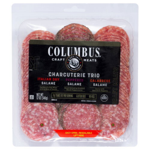 Columbus Charcuterie Trio, Italian Dry Salame/Peppered Salame/Calabrese Salame