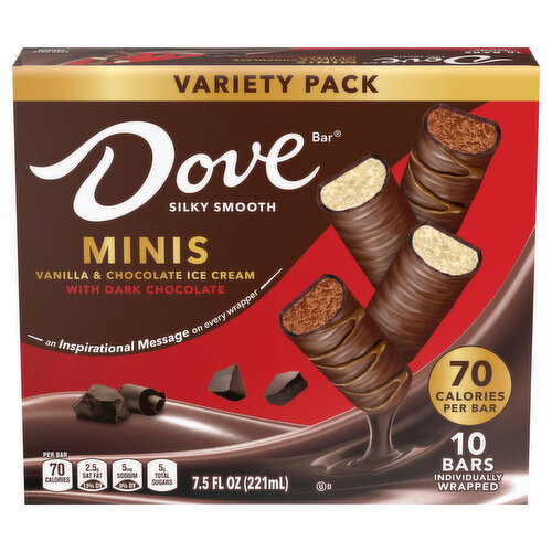 Dove Ice Cream Bars, Vanilla & Chocolate, Minis, Variety Pack
