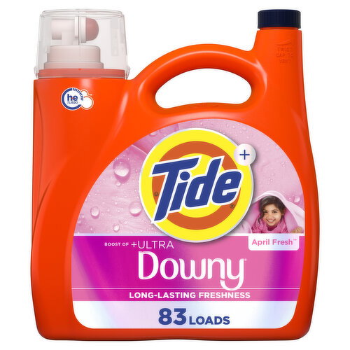 Tide Plus Boost of Ultra Downy Liquid Laundry Detergent, April Fresh Scent, 83 Loads Image 1 of 6