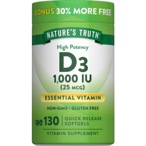 Nature's Truth Softgels High Potency 25 mcg D3