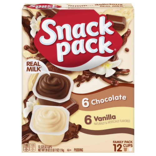 Snack Pack Chocolate and Vanilla Flavored Pudding Cups Family Pack