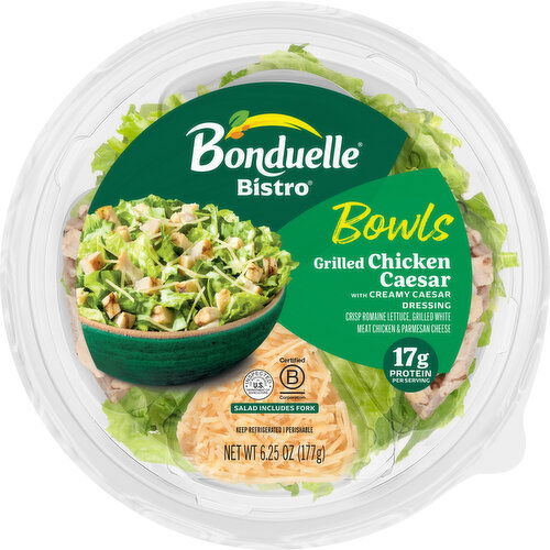 Bonduelle Grilled Chicken Caesar Bowls with Creamy Caesar Dressing