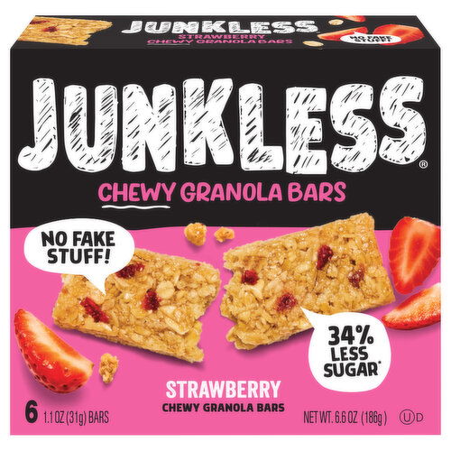 Junkless Granola Bars, Chewy, Strawberry