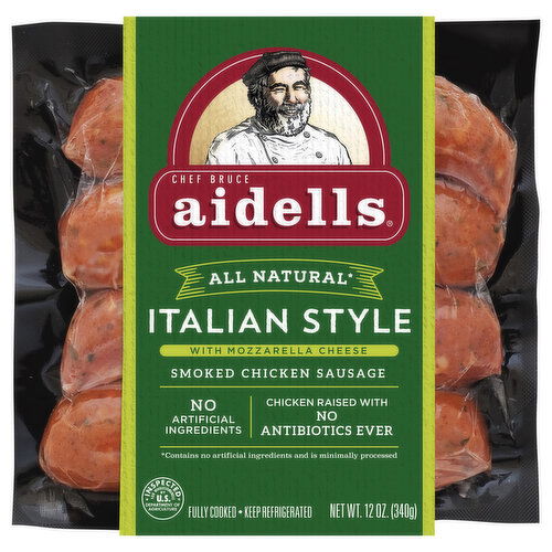 Aidells All Natural Italian Style Smoked Chicken Sausage with Mozzarella Cheese