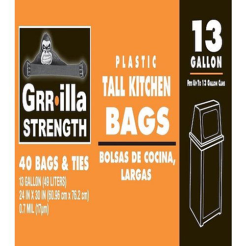 Grr-lla Tall Kitchen Liner, 13 gl