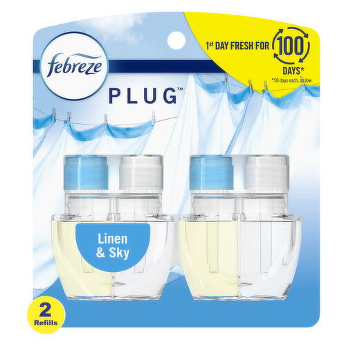 Febreze Plug In Air Freshener Scented Oil Refill Linen & Sky