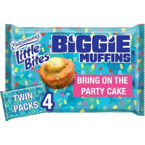 Entenmann's Bring On The Party Cake Cake and Sprinkles Biggie Muffins, 4 twin packs, 9.5 oz