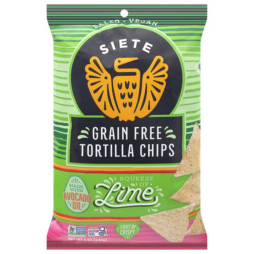 Siete Tortilla Chips, Grain Free, Lime