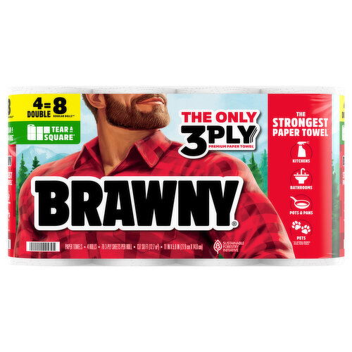Brawny White 3-Ply Double Rolls Paper Towels