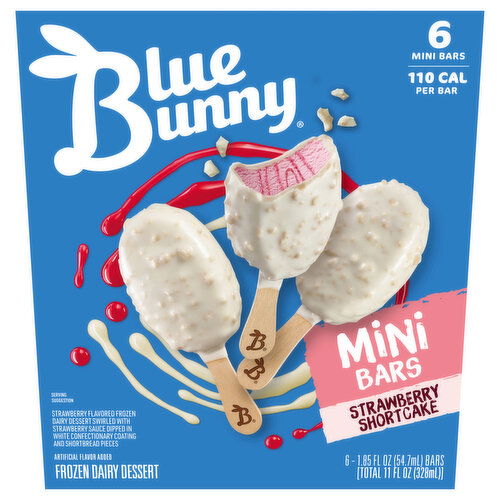 Blue Bunny Frozen Dairy Dessert, Strawberry Shortcake, Mini Bars