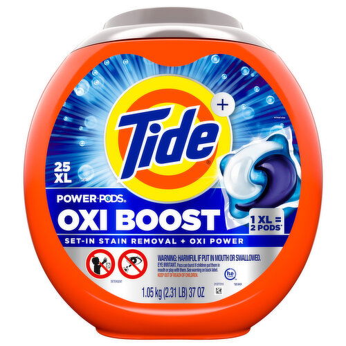 Tide + Tide Oxi Boost Power PODS Laundry Pods, 25 Count