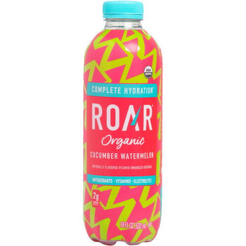 Roar Vitamin Enhanced Beverage, Organic, Cucumber Watermelon