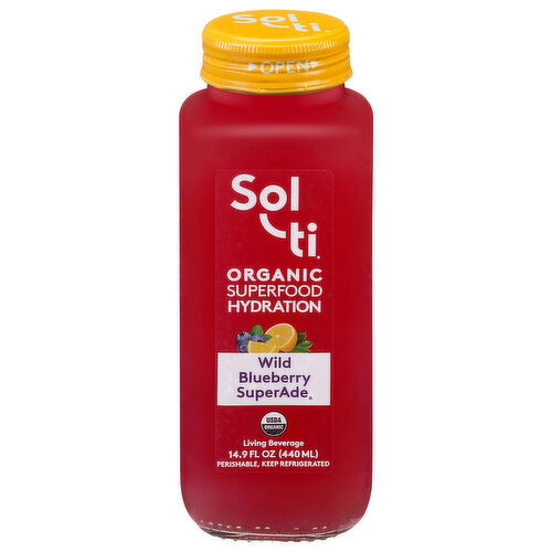 Sol-Ti Living Beverage, Organic, Wild Blueberry Superade, Superfood Hydration