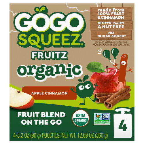 GoGo Squeez Organic Apple Cinnamon Fruitz Image 1 of 6