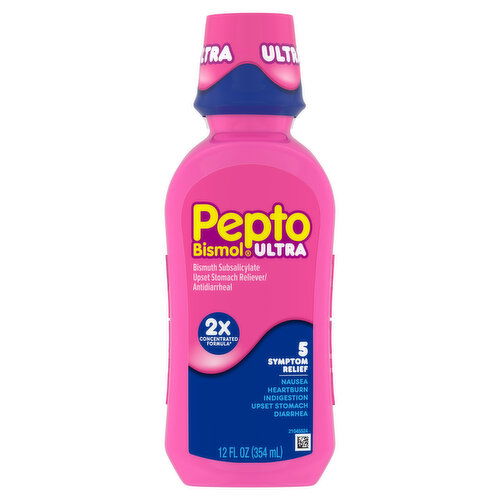 Pepto-Bismol Ultra Liquid, Upset Stomach & Diarrhea Relief, Over-the-Counter Medicine, 12 Oz