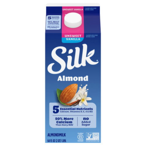 Silk Unsweet Vanilla Dairy Free Vegan Almond Milk