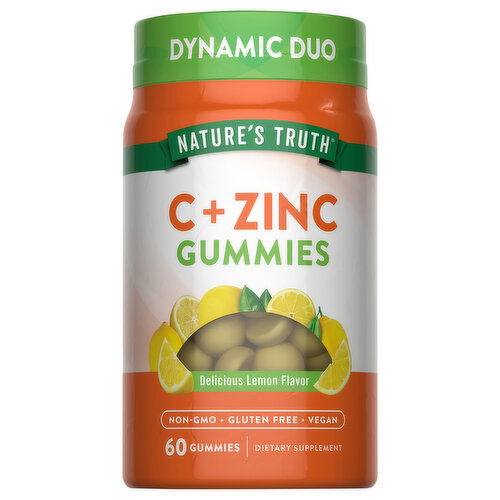 Nature's Truth Gummies Delicious Lemon Flavor Vitamin C + Zinc