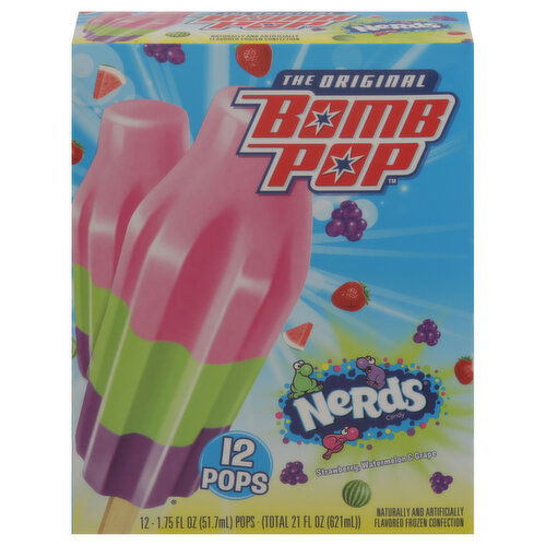 Bomb Pop Frozen Confection, Strawberry, Watermelon & Grape