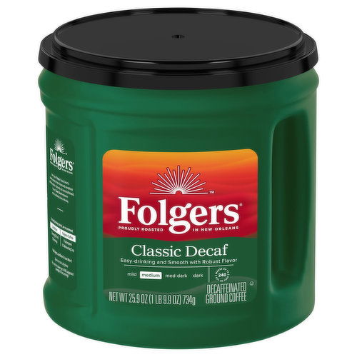 Folgers Coffee, Ground, Medium, Classic Decaf