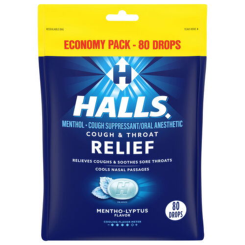 Halls Drops Mentho-Lyptus Flavor Cough & Throat Relief