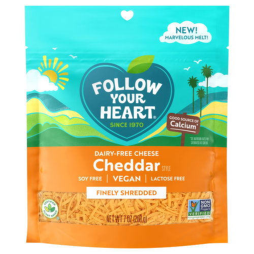 Follow Your Heart Cheese, Cheddar Style, Finely Shredded