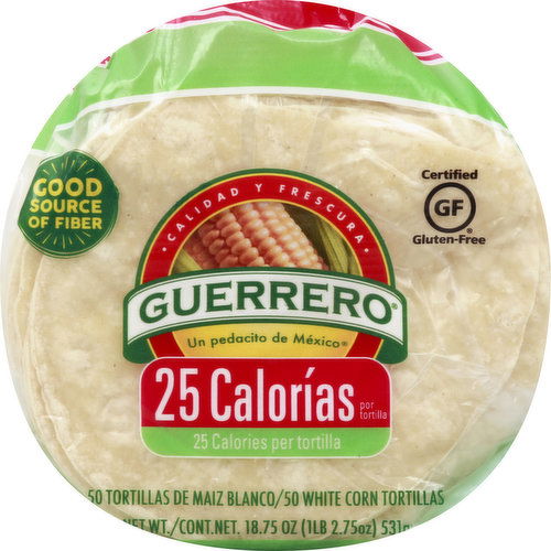 Guerrero Tortillas, White Corn, 25 Calories