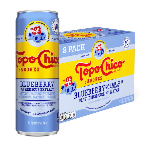 Topo Chico Sabores Blueberry With Hibiscus Extract Sparkling Water Cans Image 1 of 11