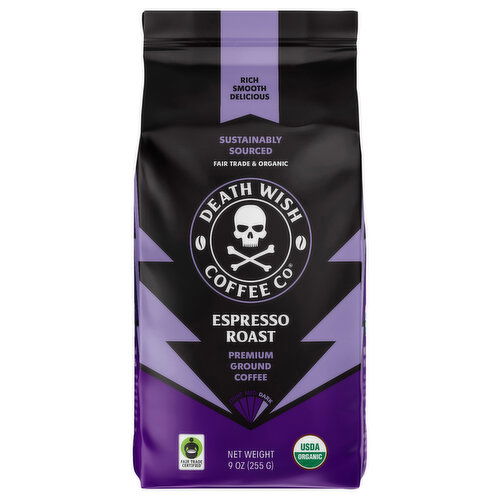 Death Wish Coffee Co Premium Ground Espresso Roast Coffee
