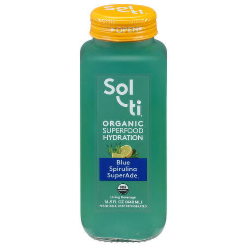 Sol-Ti Living Beverage, Organic, Blue Spirulina SuperAde, SuperFood Hydration