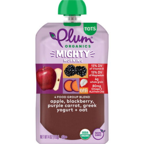 Plum Organics 4 Food Group Blend Apple, Blackberry, Purple Carrot, Greek Yogurt + Oat