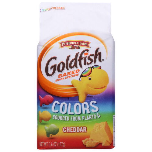 Goldfish Snack Crackers, Baked, Cheddar, Colors