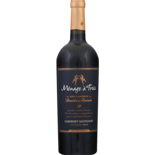 Menage a trois Cabernet Sauvignon, Bourbon Barrels, California, 2016