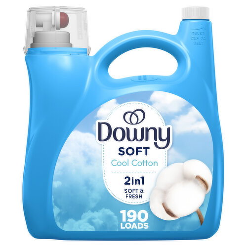 Downy Soft, 2 in 1 Soft and Fresh Liquid Fabric Softener, Cool Cotton, 190 Loads Image 1 of 6