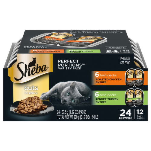 Sheba Cat Food, Premium, Cuts in Gravy, 12 Twin-Packs, Variety Pack