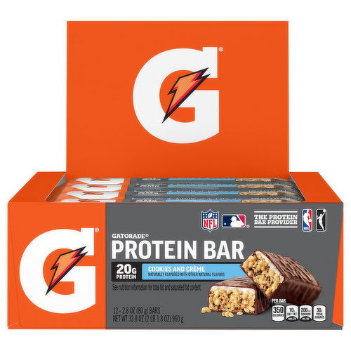 Gatorade Protein Bar, Cookies and Creme, 12 Bars