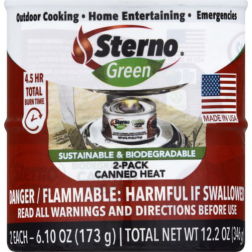 Canned heat, Sterno Green, 2 Pack