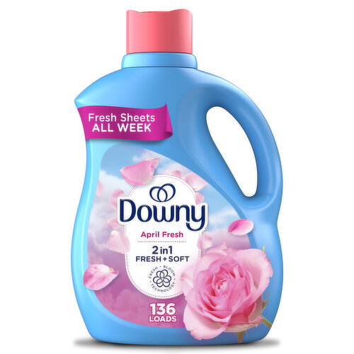 Downy Soft, 2 in 1 Soft and Fresh Liquid Fabric Softener, April Fresh, 136 Loads Image 1 of 6