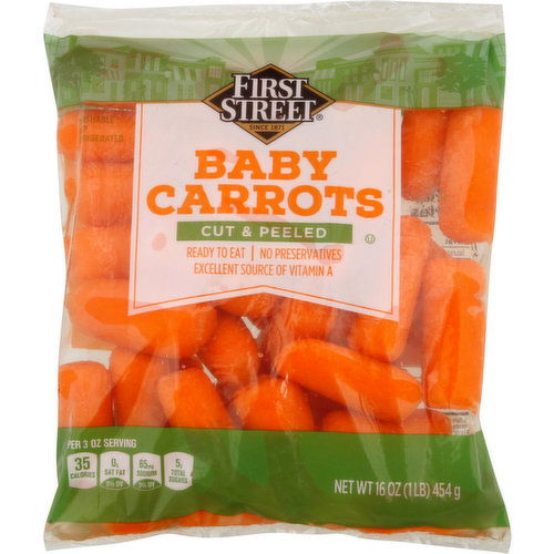 First Street Baby Carrots, Cut & Peeled