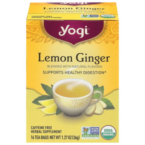 Yogi Herbal Supplement, Lemon Ginger, Caffeine Free, Tea Bags Image 1 of 5