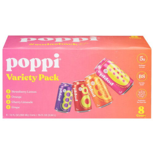 Poppi Prebiotic Soda, Assorted, Variety Pack