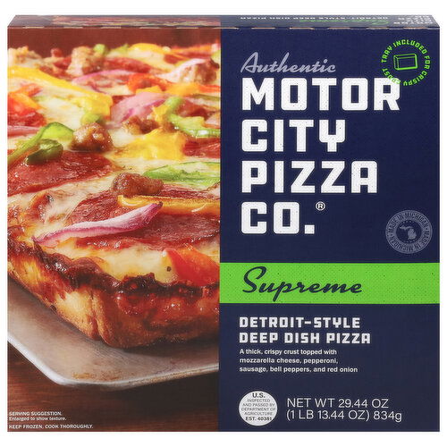 Motor City Pizza Co. Pizza, Deep Dish, Detroit-Style, Supreme