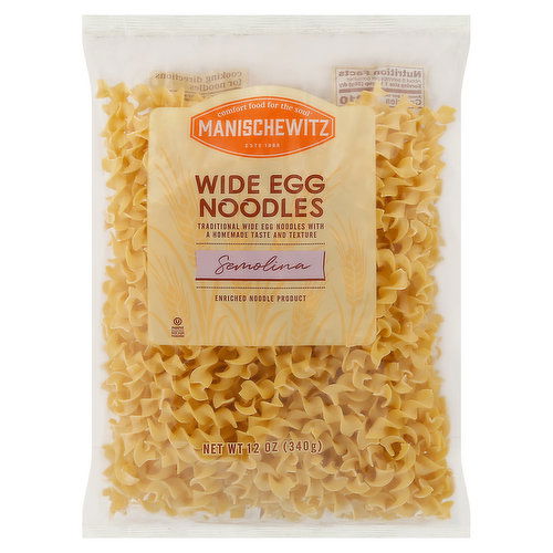 Manischewitz Egg Noodles, Wide, Semolina