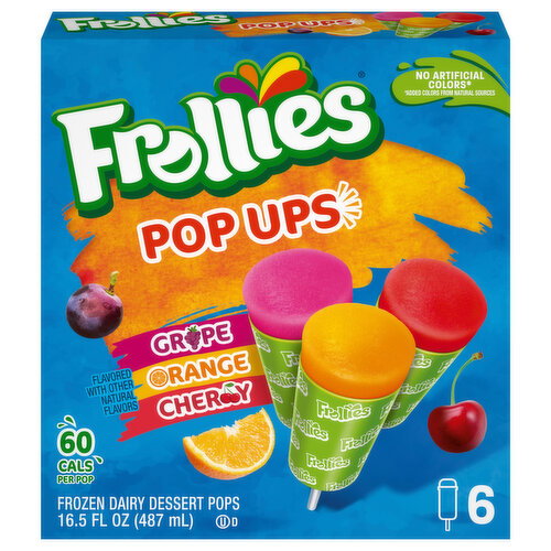 Frollies Pop Ups Grape/Orange/Cherry Frozen Dairy Dessert Pops Image 1 of 6