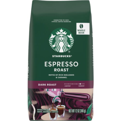 Starbucks Coffee, 100% Arabica, Whole Bean, Dark Roast, Espresso Roast