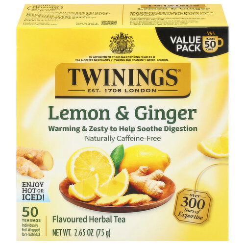 Twinings Tea Bags Lemon & Ginger Herbal Tea Value Pack